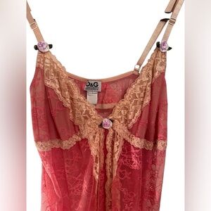 D&G Women's Rose and Beige Lace Chemise